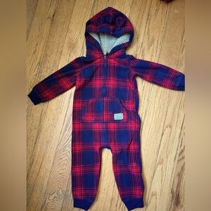 Blue and red Carter fleece jumpsuit, size 18 months